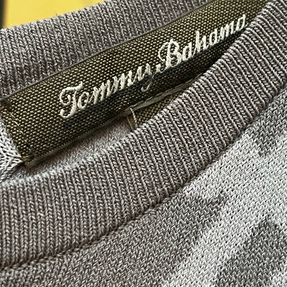 Tommy Bahama Dunbar Palms Grey Tropical Sleeveless Knit Sheath Short Dress M/M - Picture 2 of 4